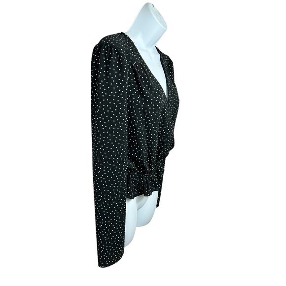 Highline Collective Black V-Neck Blouse Sz Small Star Print Long-Sleeve Top - Picture 2 of 8